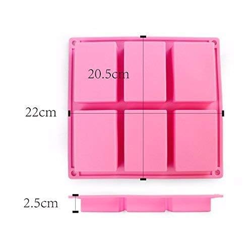SAJA Rectangle Shape Soap Making Silicone Mould - 6 Cavity 22.5 x 20.5 x 2.5 Centimeters