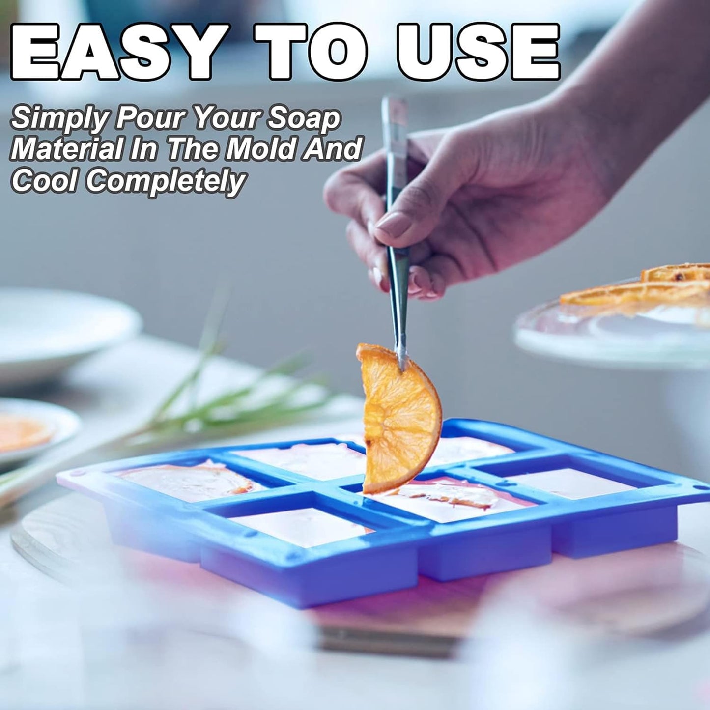 SAJA Rectangle Shape Soap Making Silicone Mould - 6 Cavity 22.5 x 20.5 x 2.5 Centimeters