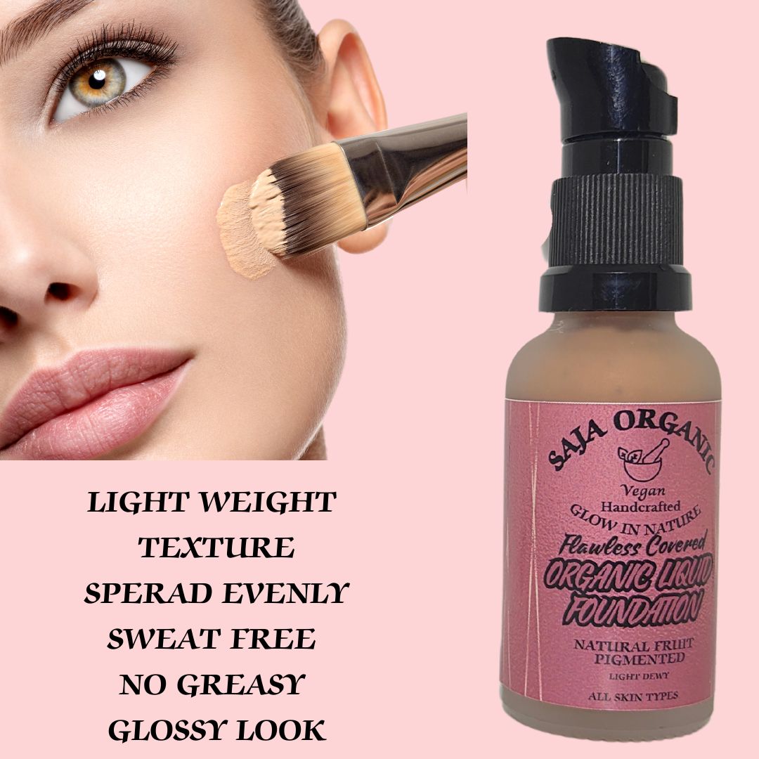 Saja Organic Foundation for Flawless Skin - Radiant Glow , Natural Makeup Look 30 ml