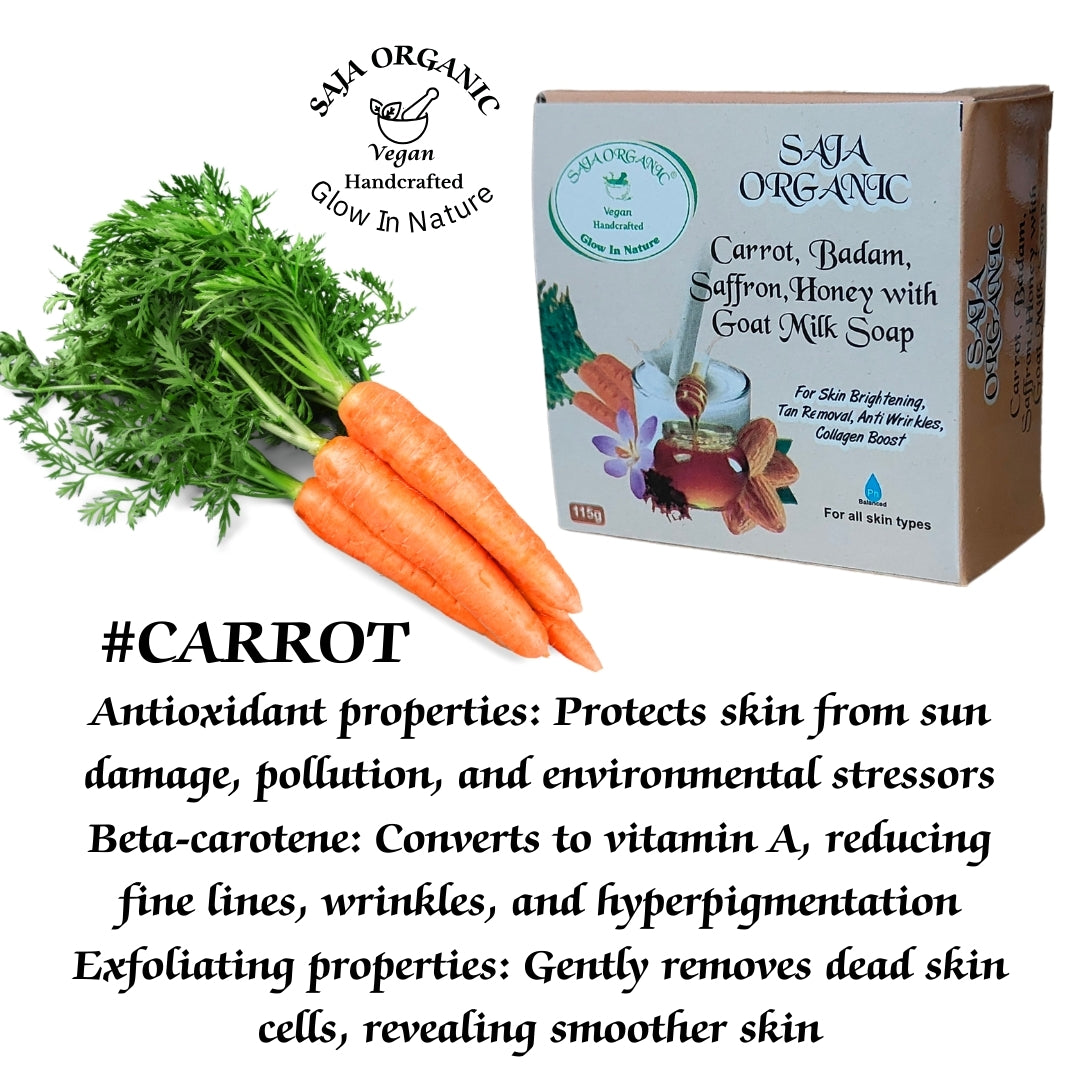 CARROT, BADAM, SAFFRON, HONEY WITH GOAT MILK SOAP