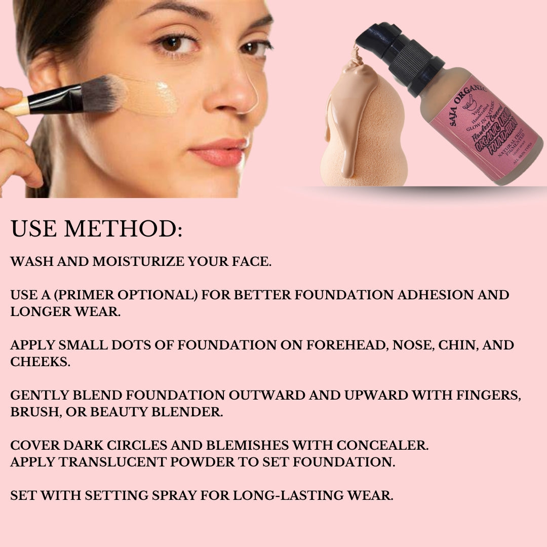 Saja Organic Foundation for Flawless Skin - Radiant Glow , Natural Makeup Look 30 ml
