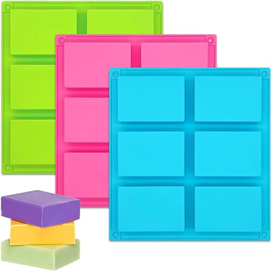SAJA  Rectangle Shape Soap Making Silicone Mould - 6 Cavity  22.5 x 20.5 x 2.5 Centimeters
