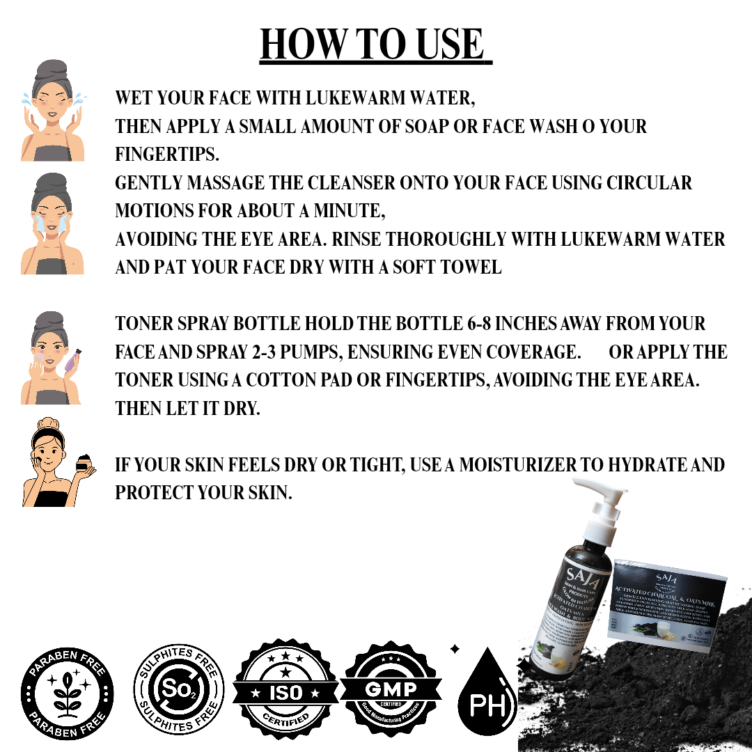 SAJA ORGANIC ACTIVATED CHARCOAL WITH GOAT MILK FACE & BODY WASH  ACTIVATED CHARCOAL WITH GOAT MILK SOAP