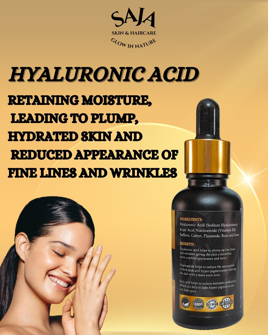 SAJA ORGANIC Hydra Brighten Glowing Serum, Normal to Dry Skin, Paraben-Free, Sulfate-Free, Silicone-Free 30 ml