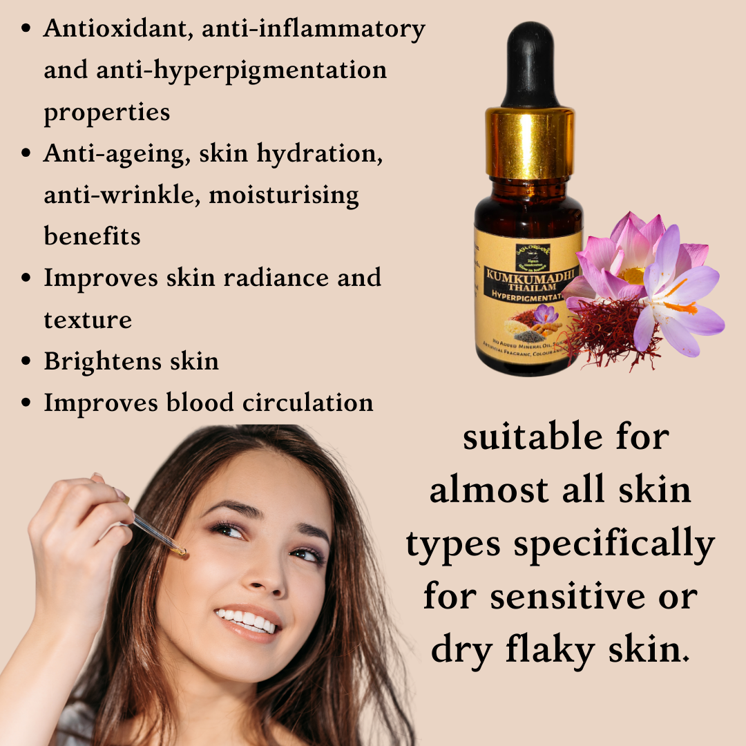 KUMKUMADI HYPERPIGMENTATION SERUM/ THAILAM 10 ml for DRY SKIN TYPES
