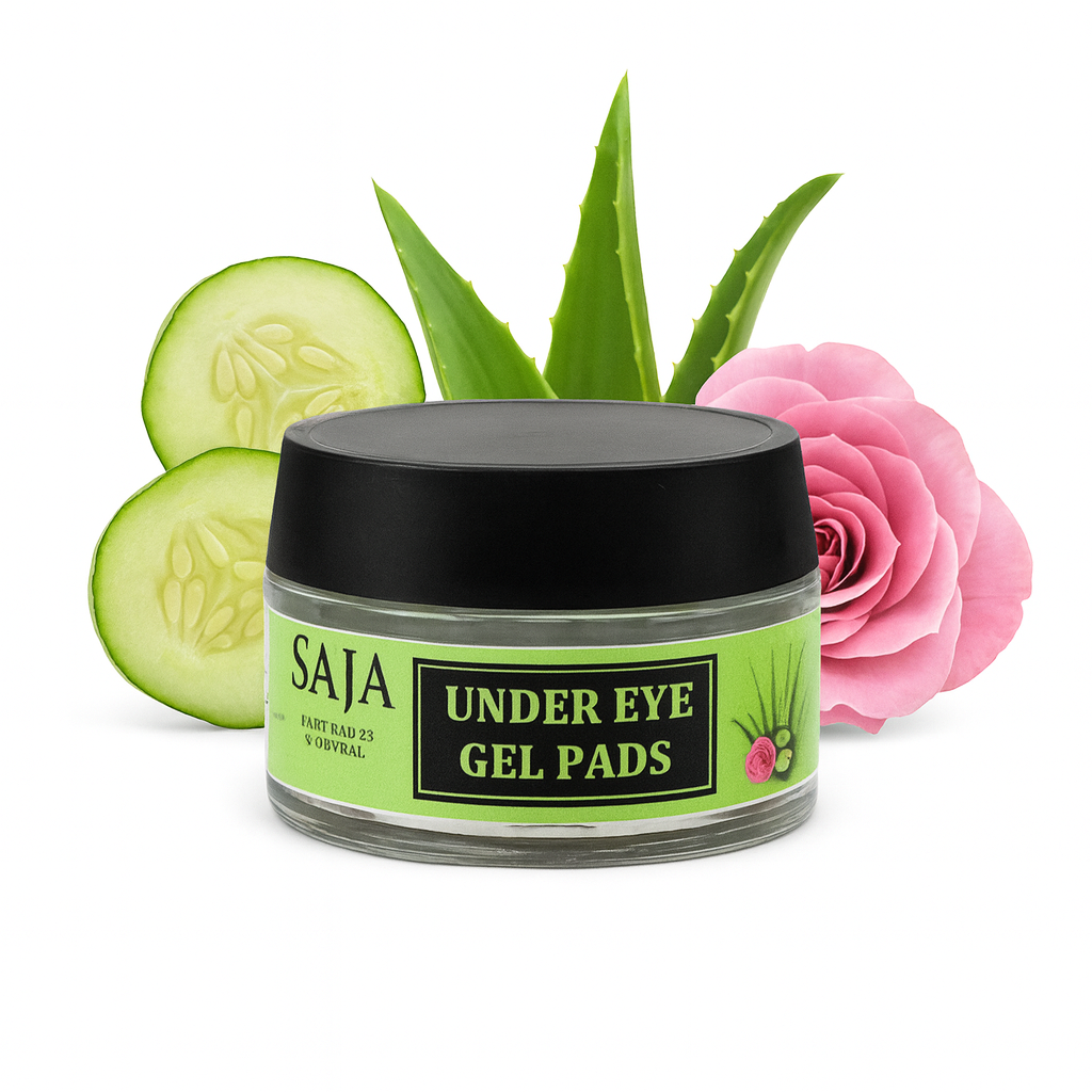 SAJA Under Eye Dark Circle Kit | Herbal Cream, Pack & Gel Pads with Serum | Reduces Puffiness, Fine Lines & Dark Circles