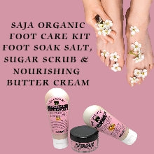 Saja Organic Foot Care Kit - Natural Foot Soak Salt,  Scrub & Nourishing Butter Cream (each 60 gms)