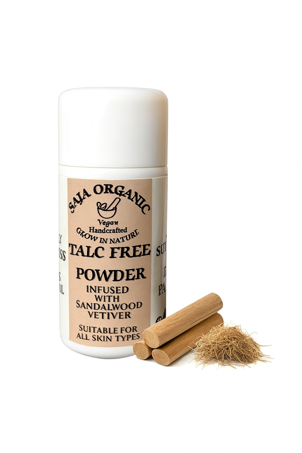 SAJA TALC-FREE POWDER — SANDALWOOD & VETTIVER | NATURAL, VEGAN, COOLING BODY POWDER