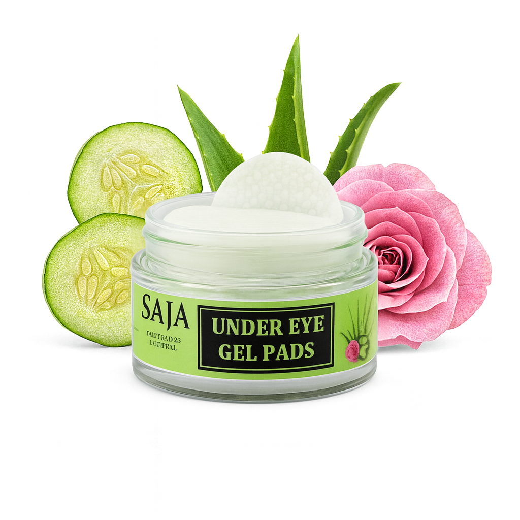 SAJA Under Eye Dark Circle Kit | Herbal Cream, Pack & Gel Pads with Serum | Reduces Puffiness, Fine Lines & Dark Circles