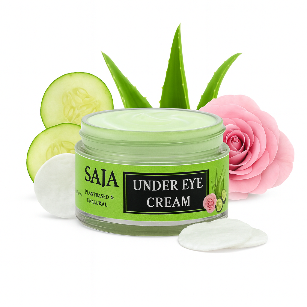 SAJA Under Eye Dark Circle Kit | Herbal Cream, Pack & Gel Pads with Serum | Reduces Puffiness, Fine Lines & Dark Circles