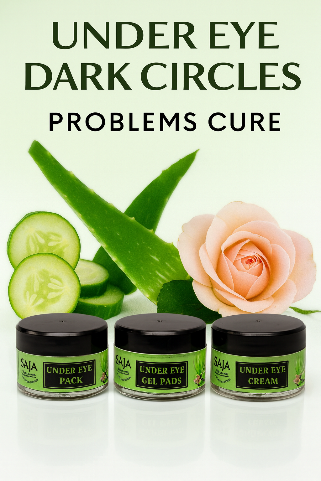 SAJA Under Eye Dark Circle Kit | Herbal Cream, Pack & Gel Pads with Serum | Reduces Puffiness, Fine Lines & Dark Circles